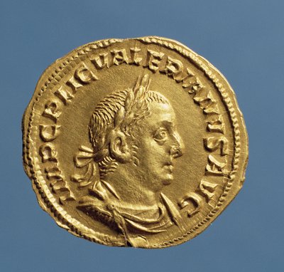 Aureus (Vorderseite) von Valerian I., drapiert, gepanzert, mit Lorbeerkranz. Inschrift: IMP C P LIC VALERIANVS AVG von Roman